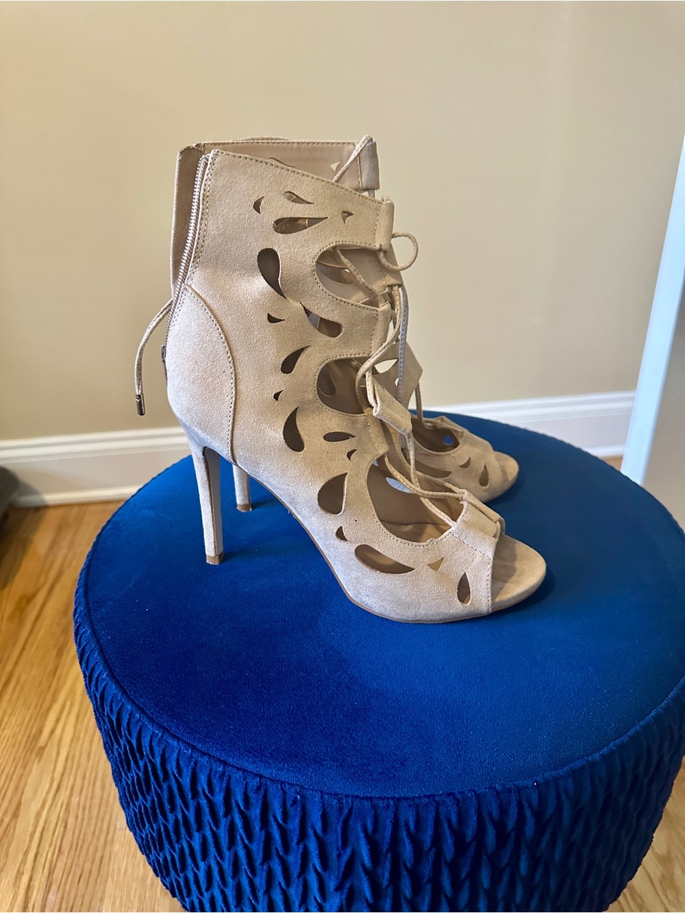 Call It Spring Suede Lace-Up Gladiator Heels